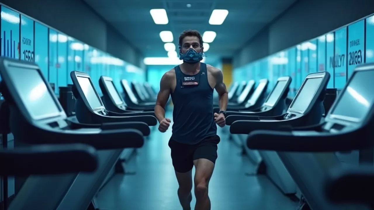 VO2max 측정을 위한 트레드밀 운동 검사 장면
